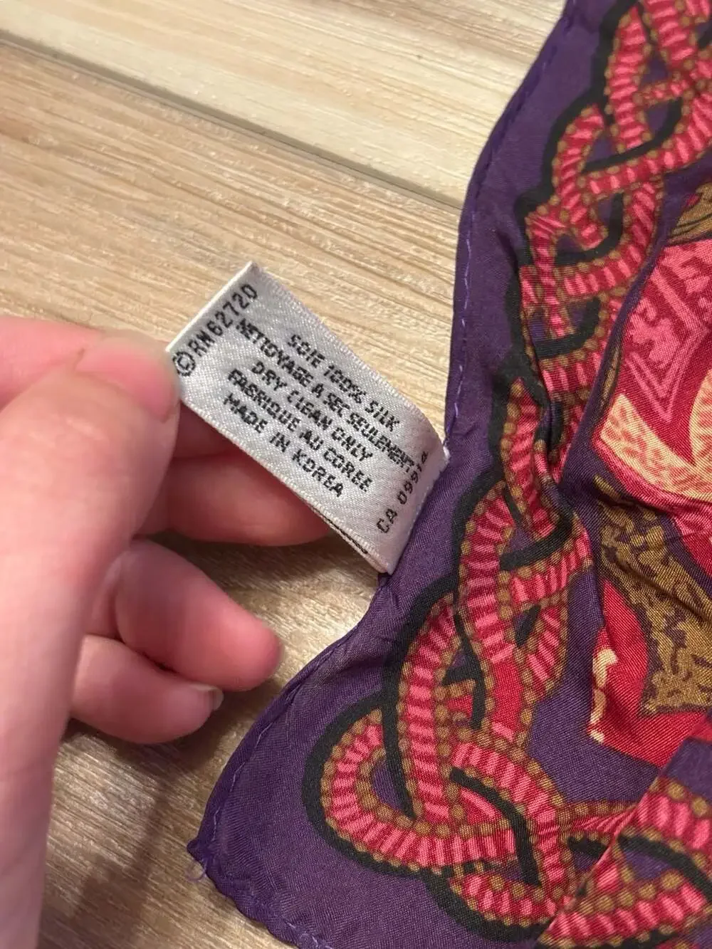 Adrienne Vittadini Vintage 100% Silk Purple and Pink Paisley Long Scarf